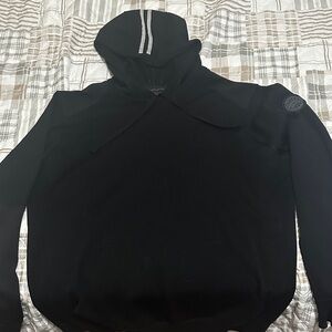 Canada goose Amherst Black Hooded Pullover Sweatshirt with black Sleeve Patch